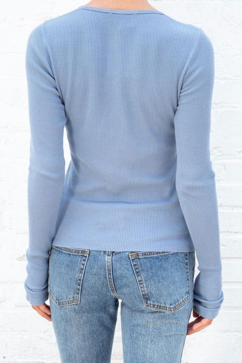 Hauts Brandy Melville Ahern Thermal Long Sleeve Bleu | XKN-80278088